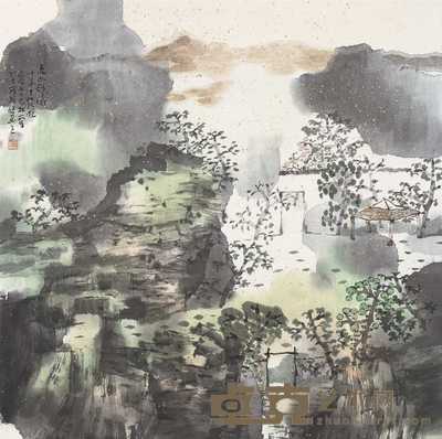 茹峰 2002年作 夏山欲滴 镜心 66×66cm